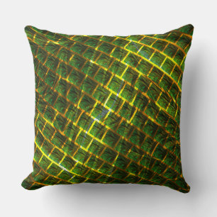 Fundo com imagem verde sob grade dourada? Verso... Throw Pillow