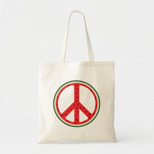 Fundraiser Watermelon Peace Sign for Palestine Tote Bag (Front)