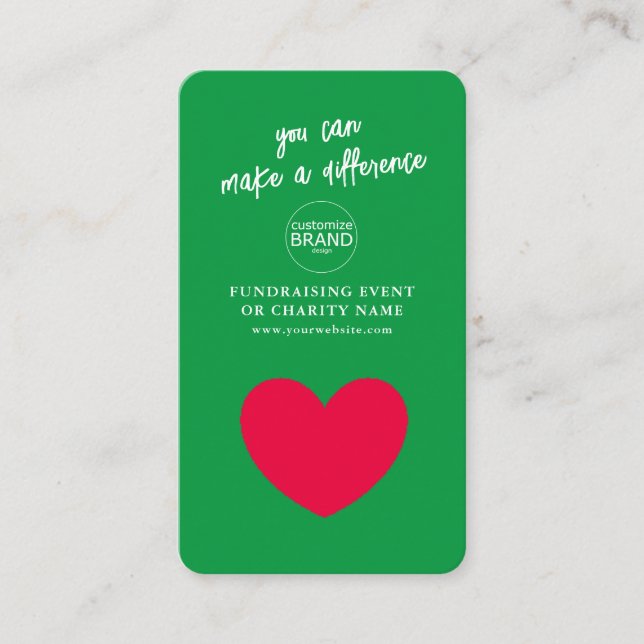 Fundraising Charity Event Green Logo Photo Card (Front)
