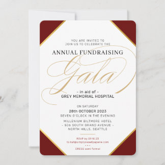 FUNDRAISING GALA BALL elegant event burgundy gold Invitation