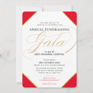 FUNDRAISING GALA BALL elegant event regal red gold Invitation