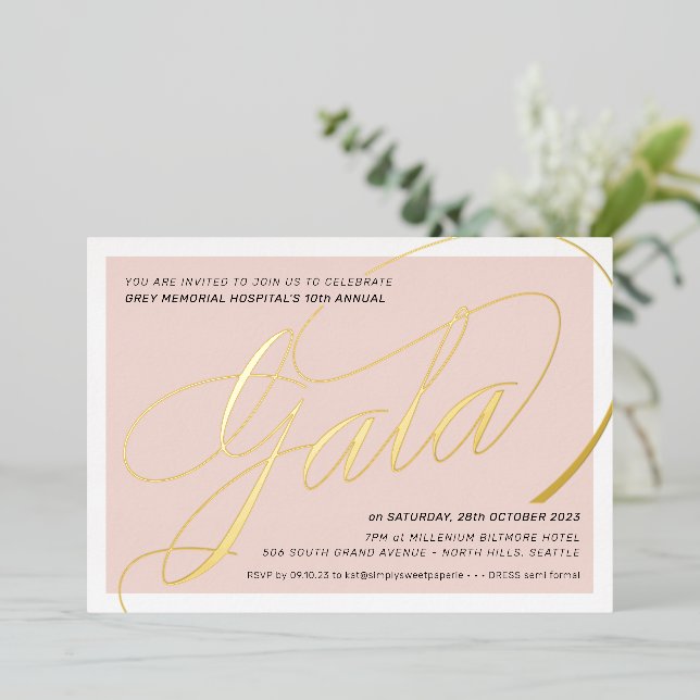 FUNDRAISING GALA elegant calligraphy blush pink (Standing Front)