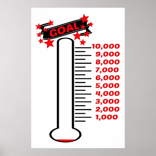 Fundraising Goal Thermometer 10K Goal Poster (Front)