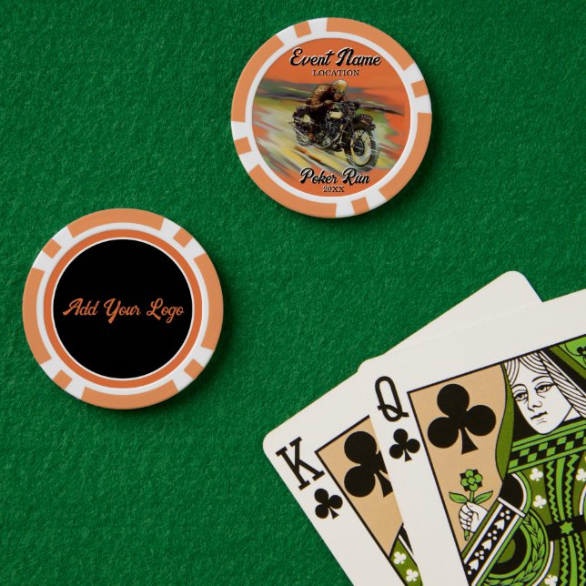 Fundraising Motorcycle Poker Run Vintage Customize Chips (Poker Table (Double))