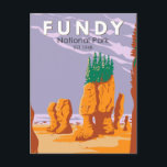 Fundy National Park Canada Travel Art Vintage Postcard<br><div class="desc">Fundy National Park artwork design. The Park showcases a rugged coastline which rises up to the Canadian Highlands,  the highest tides in the world and more than 25 waterfalls.</div>