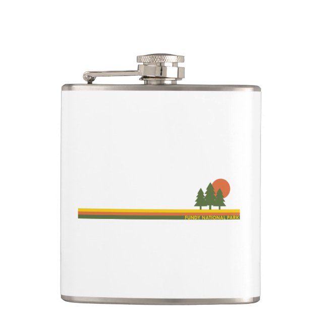 Fundy National Park Pine Trees Sun Hip Flask (Front)
