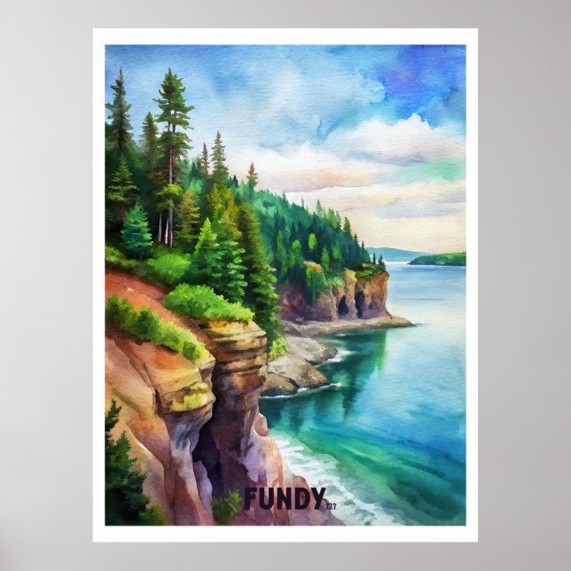 Fundy National Park Watercolor Painting Poster (Front)