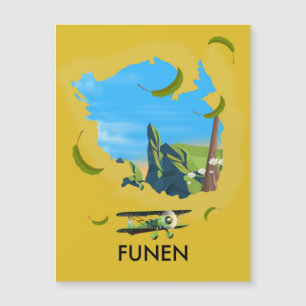 Funen , Denmark map travel poster