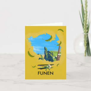 Funen , Denmark map travel poster Holiday Card