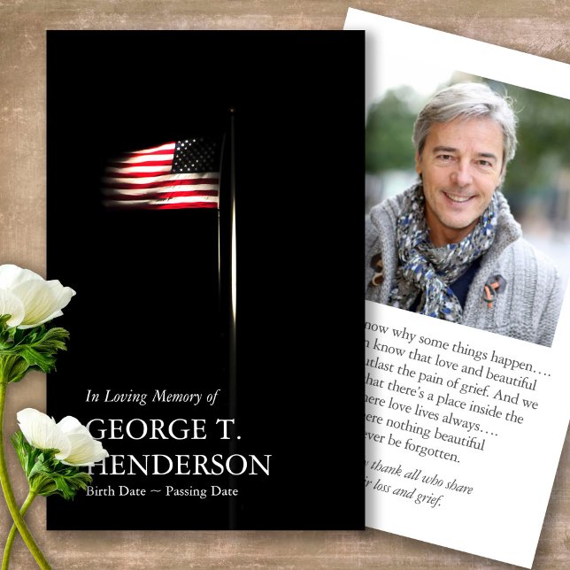 Funérailles American Flag Prière Sympathy Cartes (military sympathy card, military prayer cards, funeral prayer card, death, military funeral cards)
