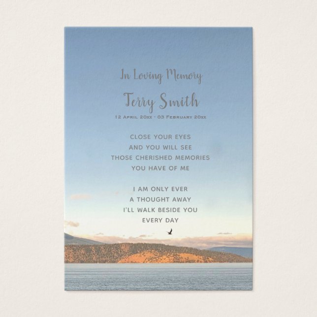 Funérailles / Carte de prière commémorative (Devant)