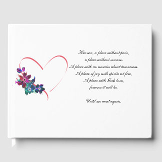 Funérailles Coeur de livre d'or et fleurs.