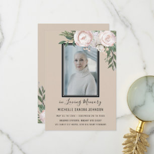 Funérailles Floral Beige Photo Memorial Programme