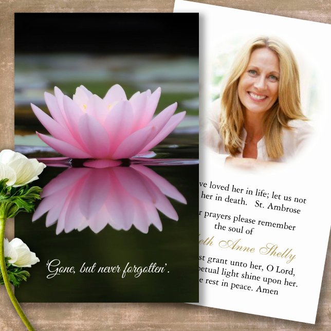Funérailles Lily Pond Memorial Prayer Cartes de sy (Forever in our hearts, celebration of life, in loving memory of, prayer cards for bereavement)