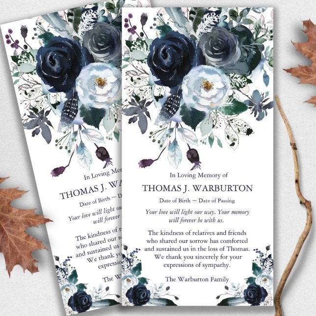 Funérailles Mémorial Marine Peonies Perdre Merci C (funeral thank you cards, bereavement, elegant, simple, celebration of life, sympathy card)