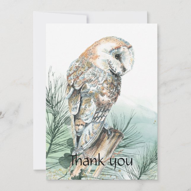 Funérailles Memorial Merci aquarelle Barne Owl (Devant)