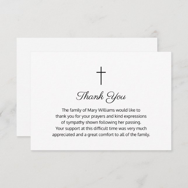 Funérailles Merci de la Croix du Mémorial Religieu (Devant / Derrière)