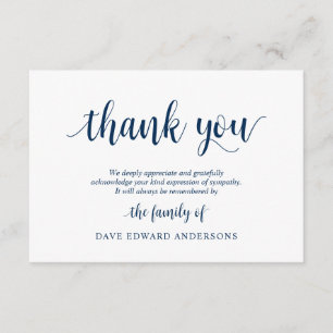 Funérailles Remerciements Carte Bereavement, Navy 