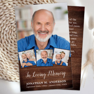 Funérailles Rustique 4 Photo Collage Cartes de pri
