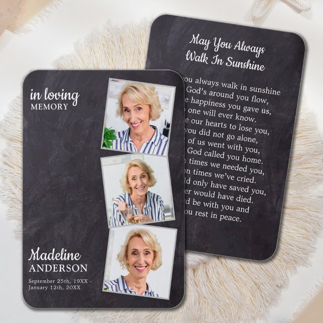 Funérailles rustiques 3 Poème photo Carte de prièr (Créateur téléchargé)