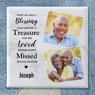 Funeral 2 Photo Keepsake Memorials Remembrance Inch Square Button