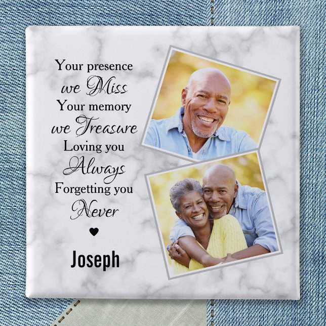 Funeral 2 Photo Memorials Keepsake Remembrance  Inch Square Button (Creator Uploaded)