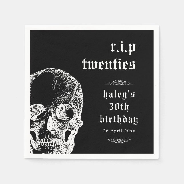 Funeral 30th RIP Twenties 20s Funny Skull Birthday Napkin (Front)