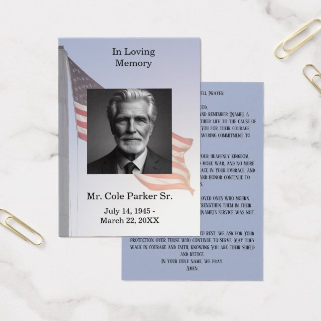 Funeral American Flag Military Prayer Card  (Office)
