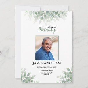Funeral Announcement Card