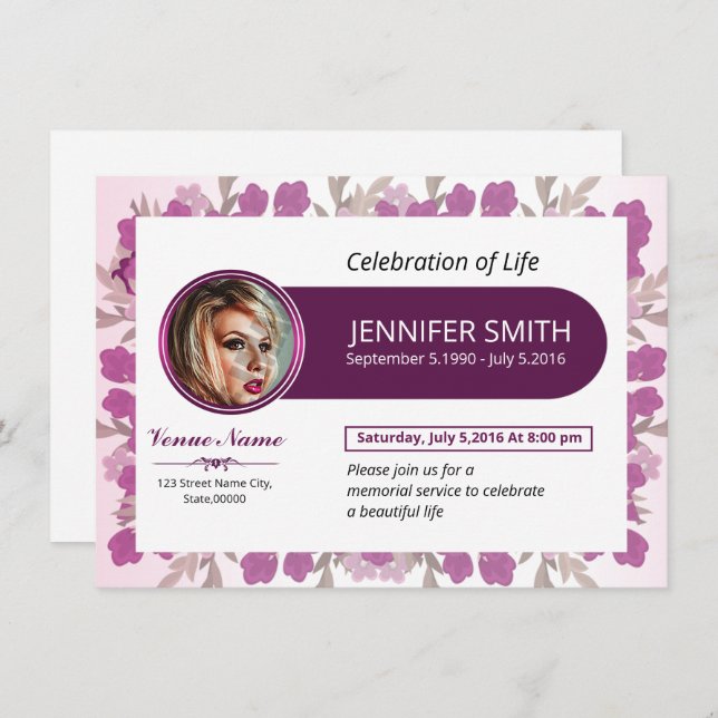 Funeral Announcement Card (Front/Back)