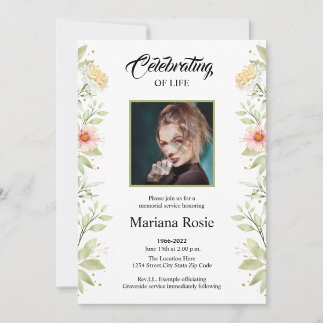 Funeral Announcement Card (Front)