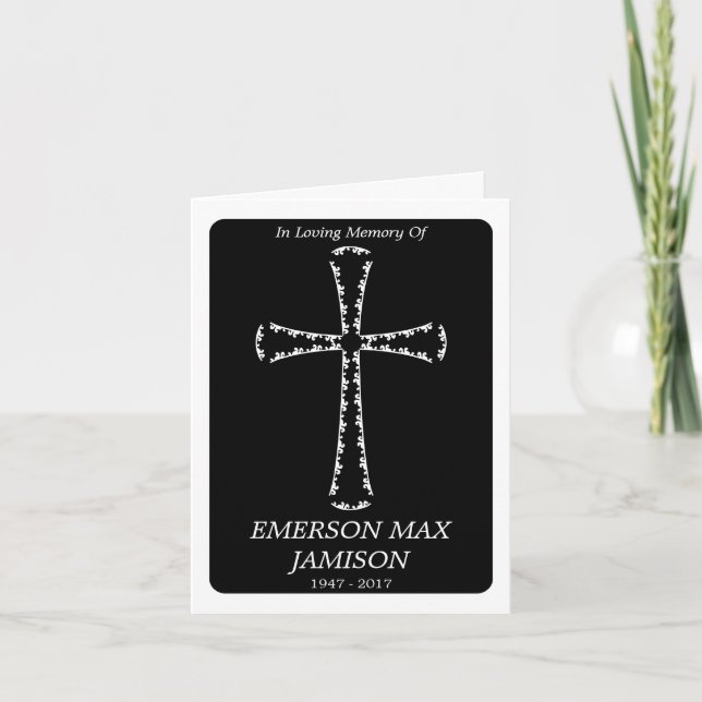 funeral announcement : elegant cross (Front)