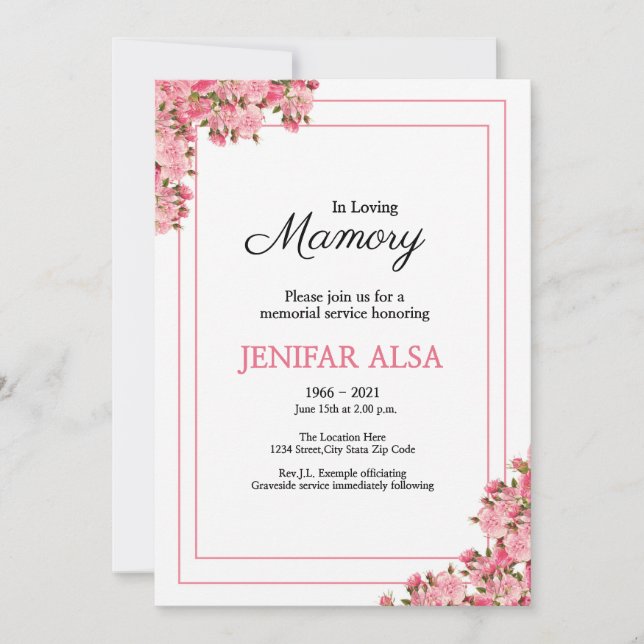Funeral Announcement & Invitation Card (Front)