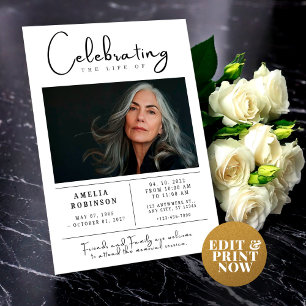 Funeral Announcement Memorial Service with Photo