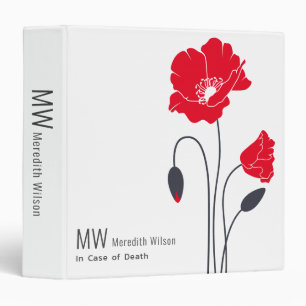 Funeral arrangements Case of Death  Red Poppy Binder