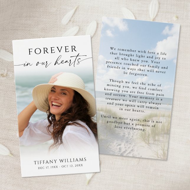 Funeral Beach Photo Sympathy Prayer Card (Créateur téléchargé)