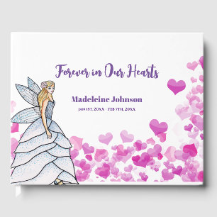 Funeral Beautiful Girl Fairy Princess Pink Guest Book