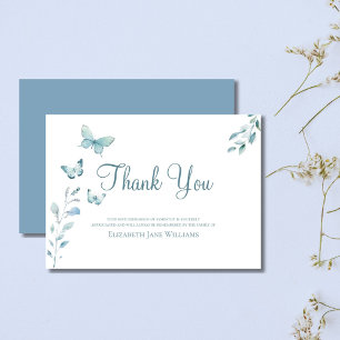 Funeral Bereavement Dusty Blue Butterfly Thank You Card