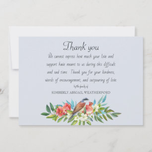 Funeral Bird and Pomegranate Blue Thank You Card
