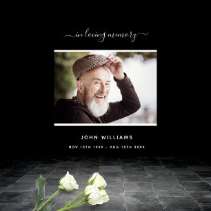 Funeral black photo memorial welcome poster