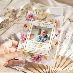 Funeral Blush Pink & Yellow Flora Memorial Program