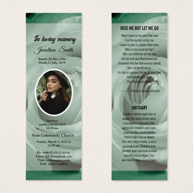 Funeral Bookmark Template (Front & Back)