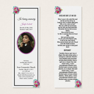 Funeral Bookmark Template   Memorial Keepsake