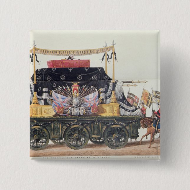 Funeral Car of the Duke of Wellington, 1853 2 Inch Square Button (Front)