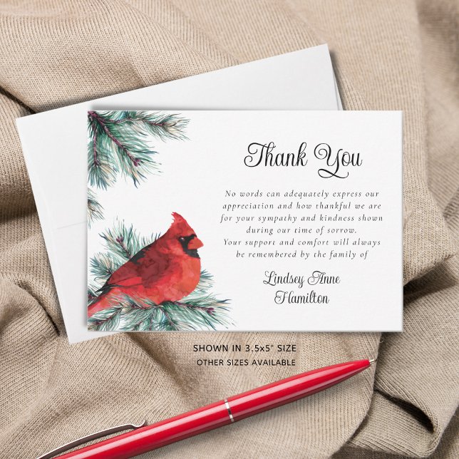 Funeral Cardinal Watercolor Thank You Card (Creator Uploaded)