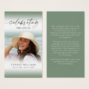 Funeral Celebrating the Life of Photo Prayer Card