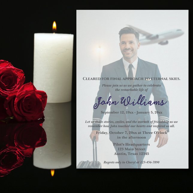 Funeral Celebration of Life Memorial Photo,Pilot Invitation (Creator Uploaded)