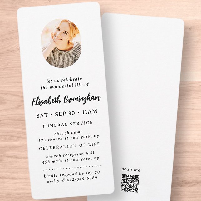 Funeral Celebration of Life Minimalist Photo Invitation (Creator Uploaded)