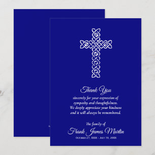 Funeral Celebration of Life Navy Blue Thank You