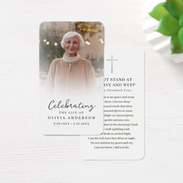 Funeral Celebration of Life Photo Prayer Card (Desk)